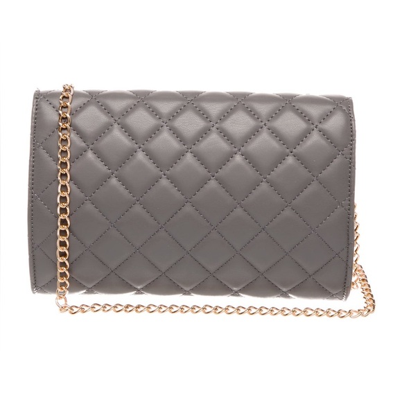 NWT Badgley Mischka Gray Quilted Crossbody Bag with Gold Chain & Studs - Picture 4 of 9